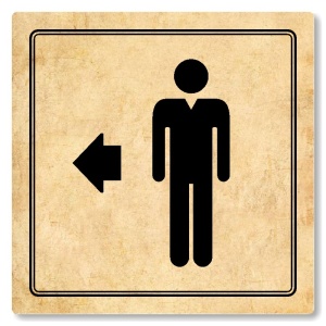 WC muži vlevo, 80x80mm, pergamen, Utah